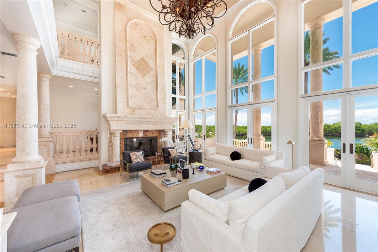 Chandelier, Fireplace, Interior, Living room, Recessed Lighting, Water