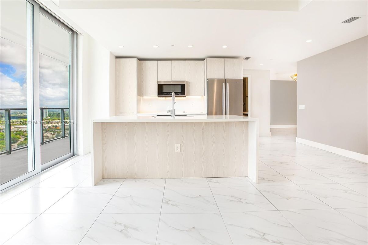 Interior, Kitchen, Marble, Recessed Lighting, Stainless Steel Appliances