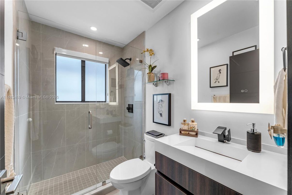 Bathroom, Glass Shower, Interior, Recessed Lighting