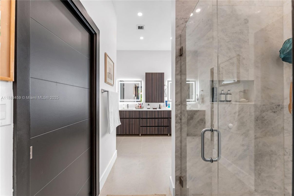 Bathroom, Glass Shower, Interior, Recessed Lighting