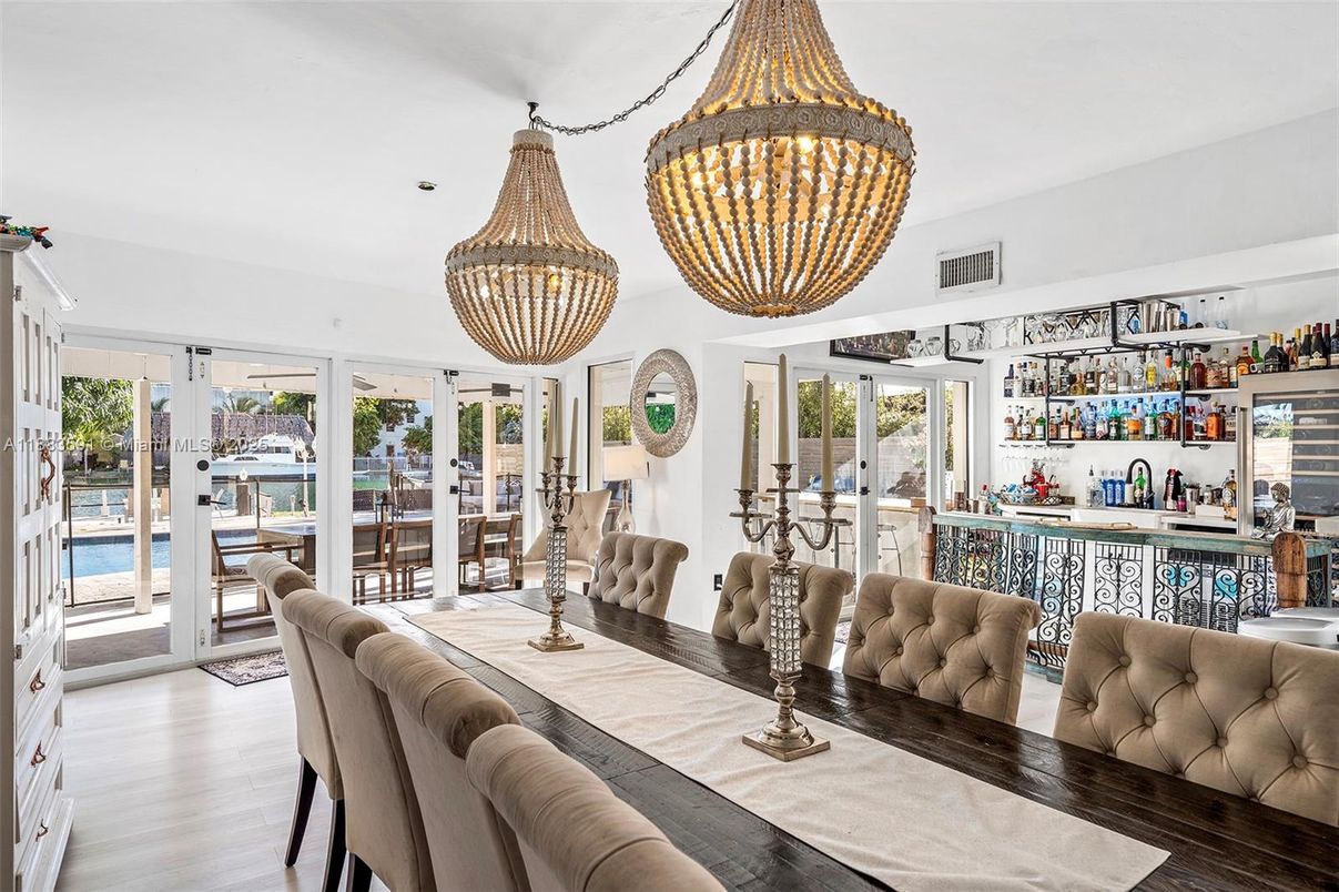 Chandelier, Dining room, Interior, Water, Wood Texture Flooring