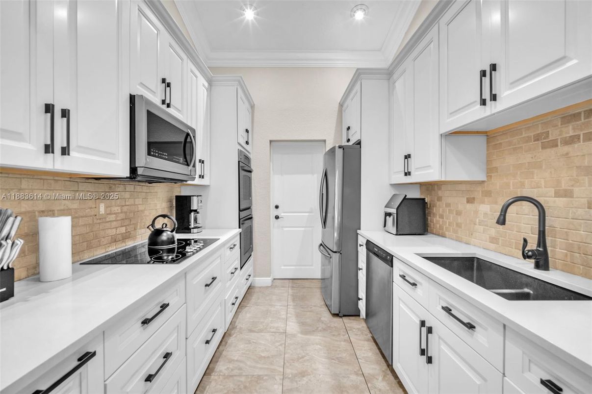 Interior, Kitchen, Recessed Lighting, Stone Walls