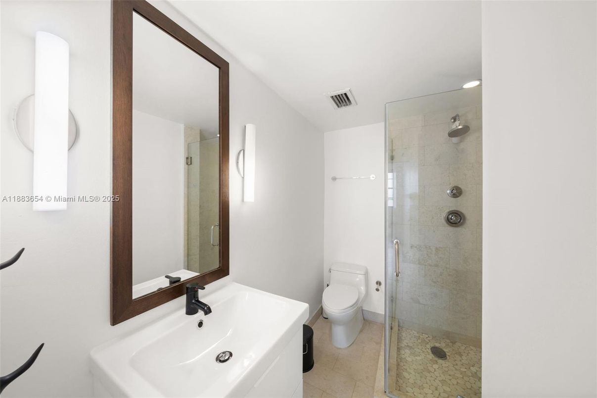 Bathroom, Glass Shower, Interior, Recessed Lighting
