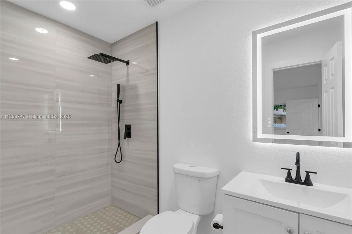Bathroom, Glass Shower, Interior, Recessed Lighting