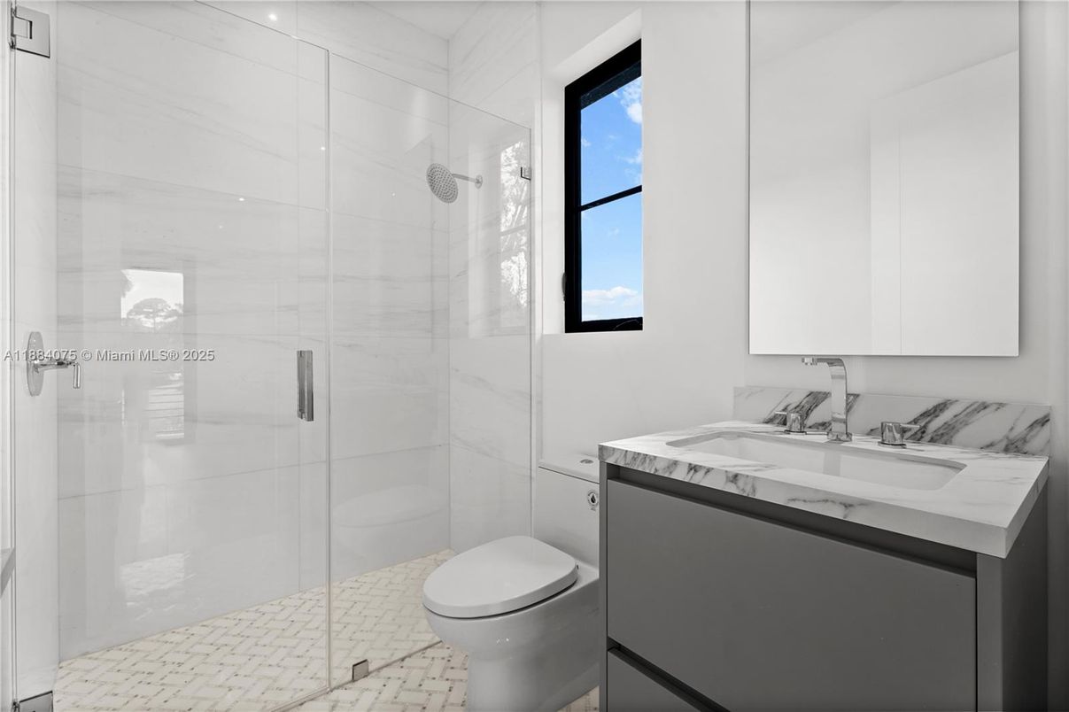 Bathroom, Glass Shower, Interior, Marble Walls