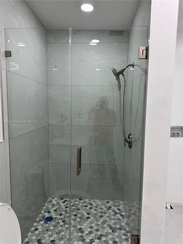 Bathroom, Glass Shower, Interior, Recessed Lighting