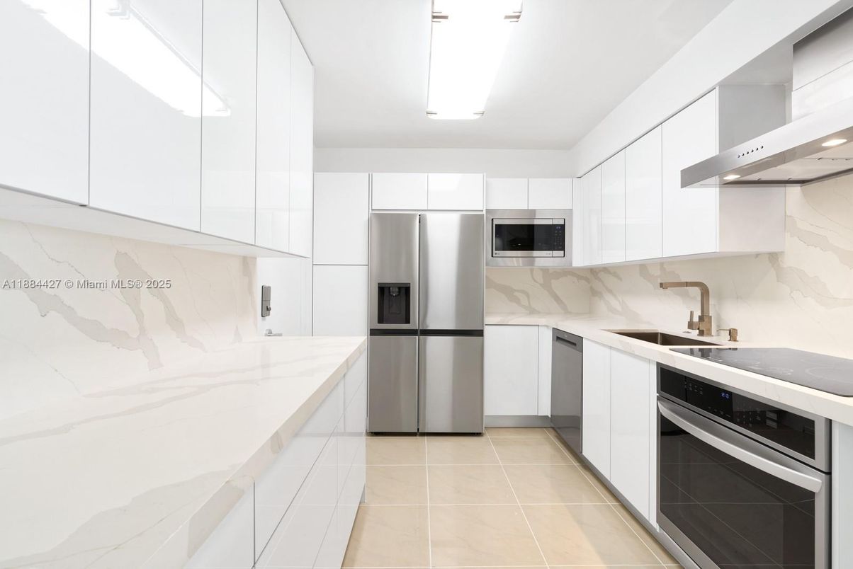 Interior, Kitchen, Marble Walls, Stainless Steel Appliances