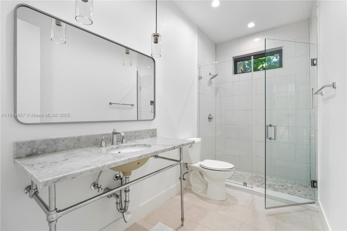 Bathroom, Glass Shower, Interior, Recessed Lighting
