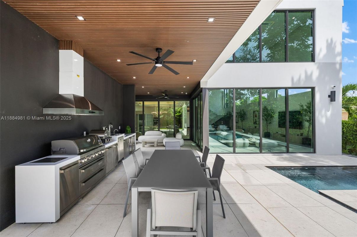 Exterior, Outdoor Kitchen, Pool, Recessed Lighting