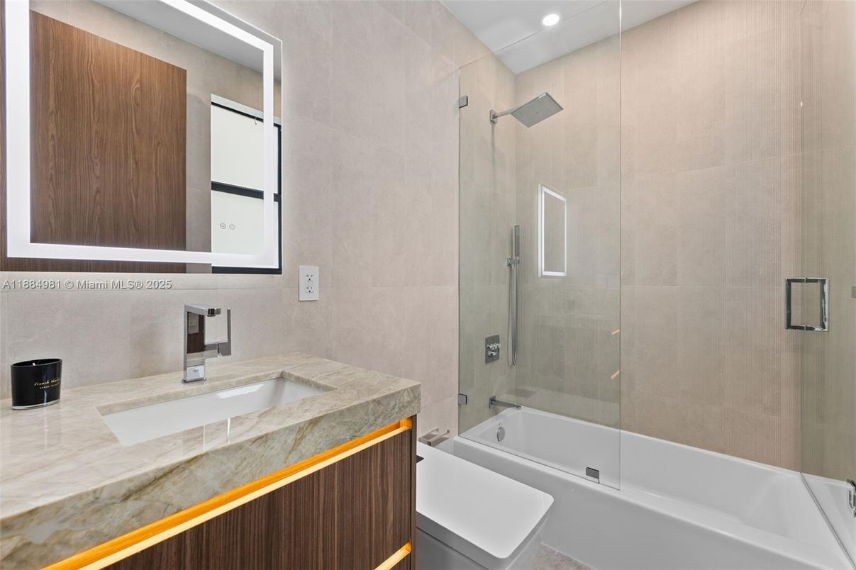 Bathroom, Glass Shower, Interior, Recessed Lighting