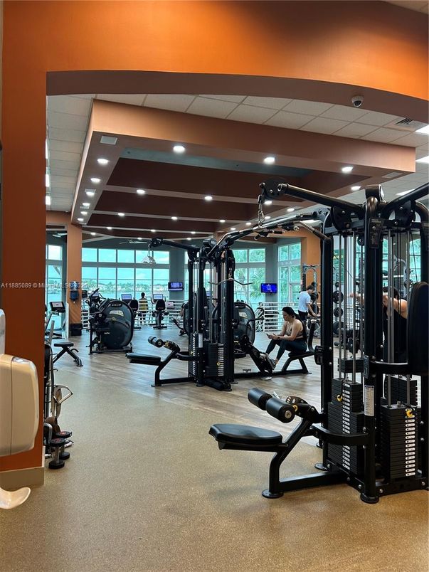 Fitness Equipment, Gym, Interior, Recessed Lighting