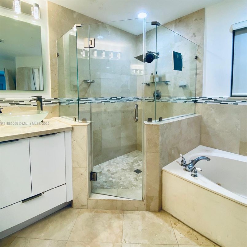 Bathroom, Glass Shower, Interior, Recessed Lighting