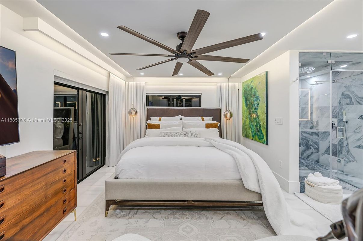 Bedroom, Interior, Marble, Recessed Lighting