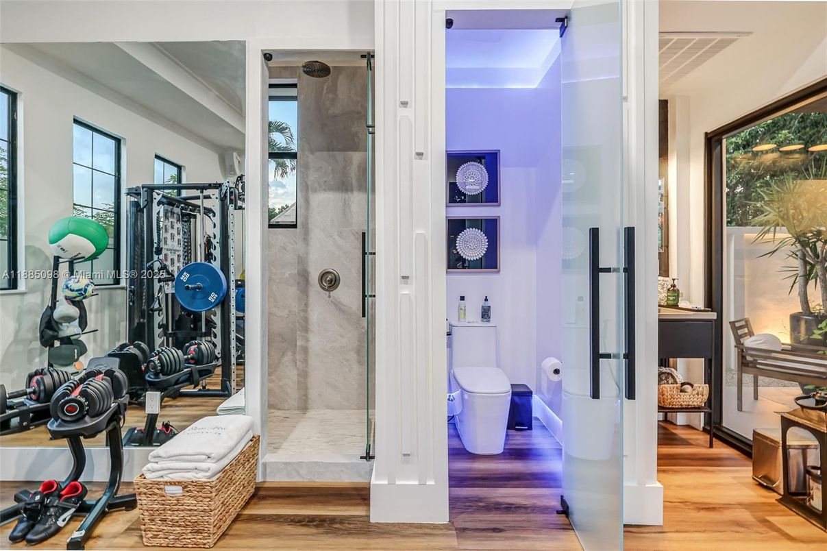 Fitness Equipment, Interior, Wood Texture Flooring