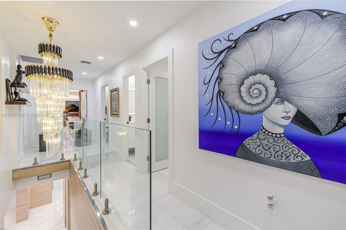 Chandelier, Interior, Marble, Recessed Lighting