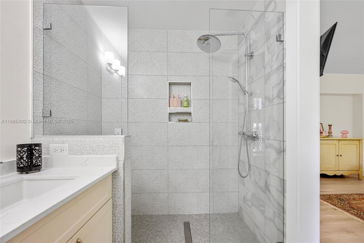 Bathroom, Glass Shower, Interior, Marble Walls