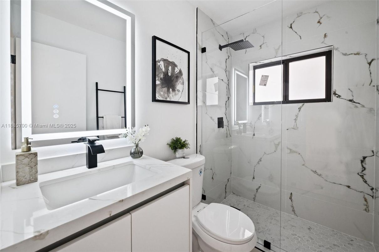 Bathroom, Glass Shower, Interior, Marble Walls