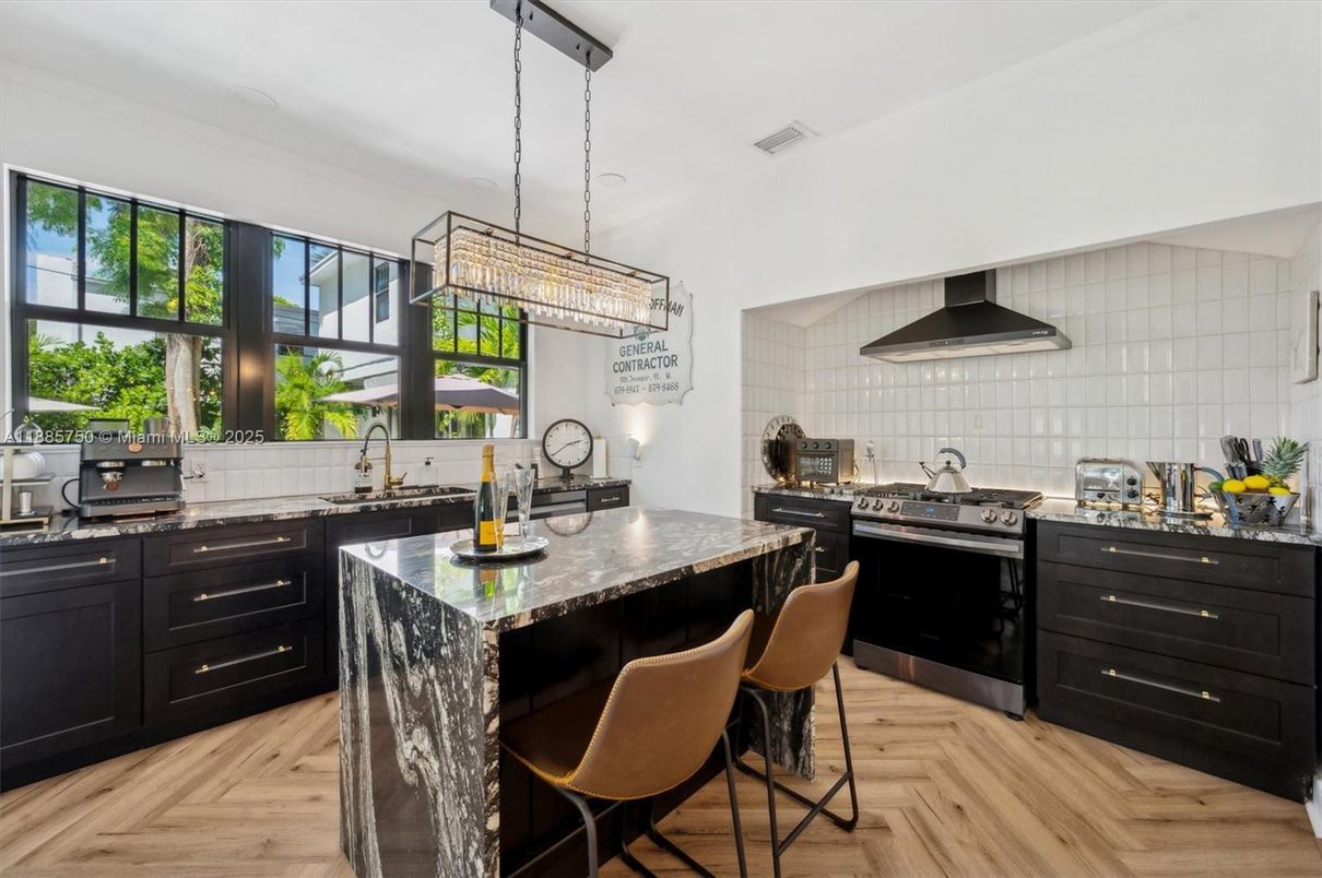 Chandelier, Interior, Kitchen, Pendant Lights, Wood Texture Flooring