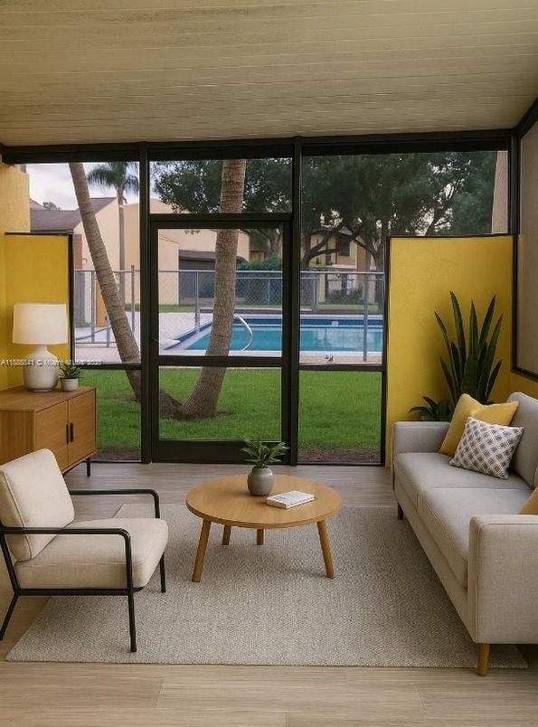 Interior, Sun Room, Wood Texture Flooring