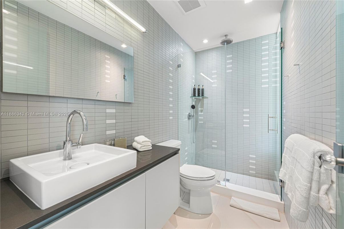 Bathroom, Glass Shower, Interior, Recessed Lighting