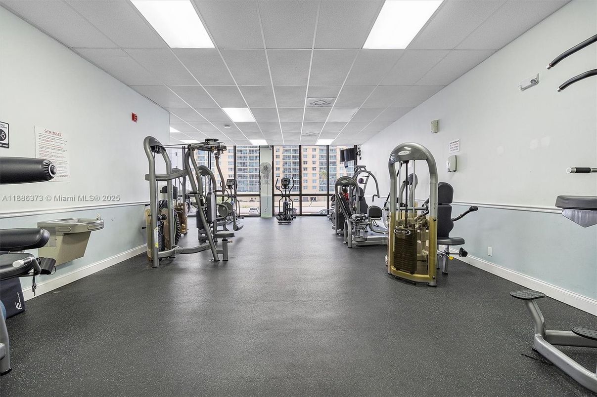 Fitness Equipment, Gym, Interior, Recessed Lighting