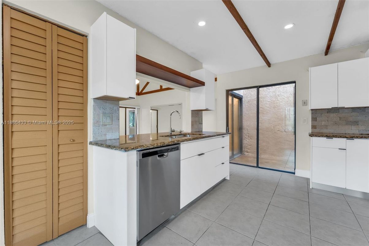 Interior, Kitchen, Recessed Lighting, Stainless Steel Appliances, Wooden Beams