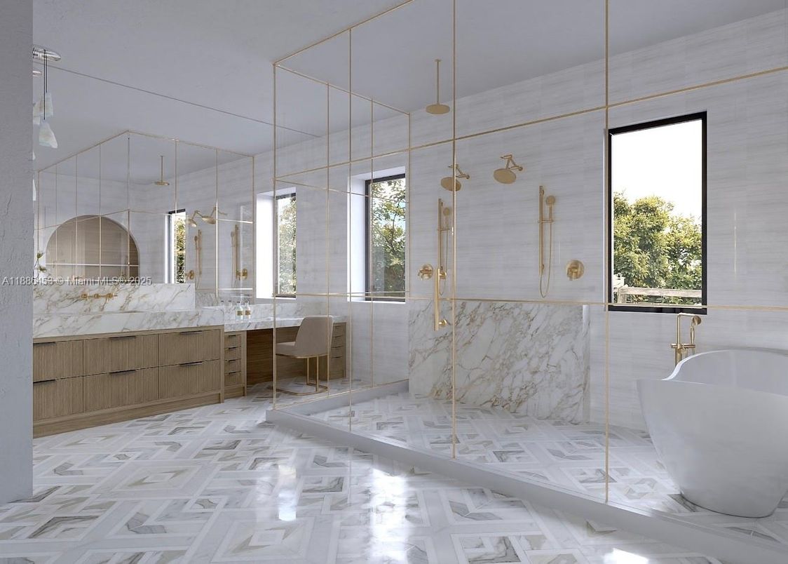 Bathroom, Free Standing Baths, Interior, Marble, Marble Walls