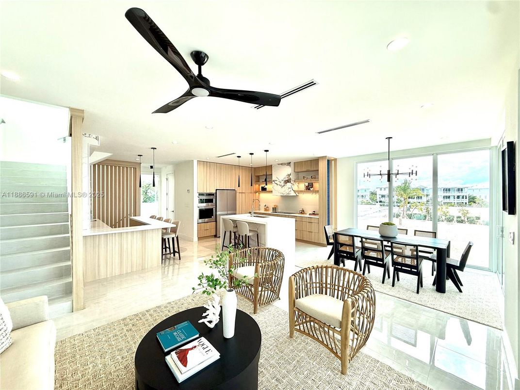 Dining room, Interior, Kitchen, Living room, Pendant Lights, Recessed Lighting, Stainless Steel Appliances, Water