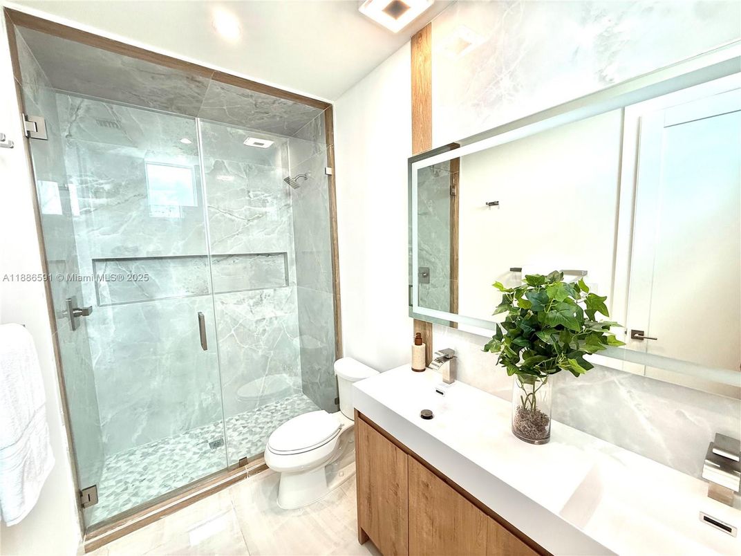 Bathroom, Glass Shower, Interior, Marble Walls