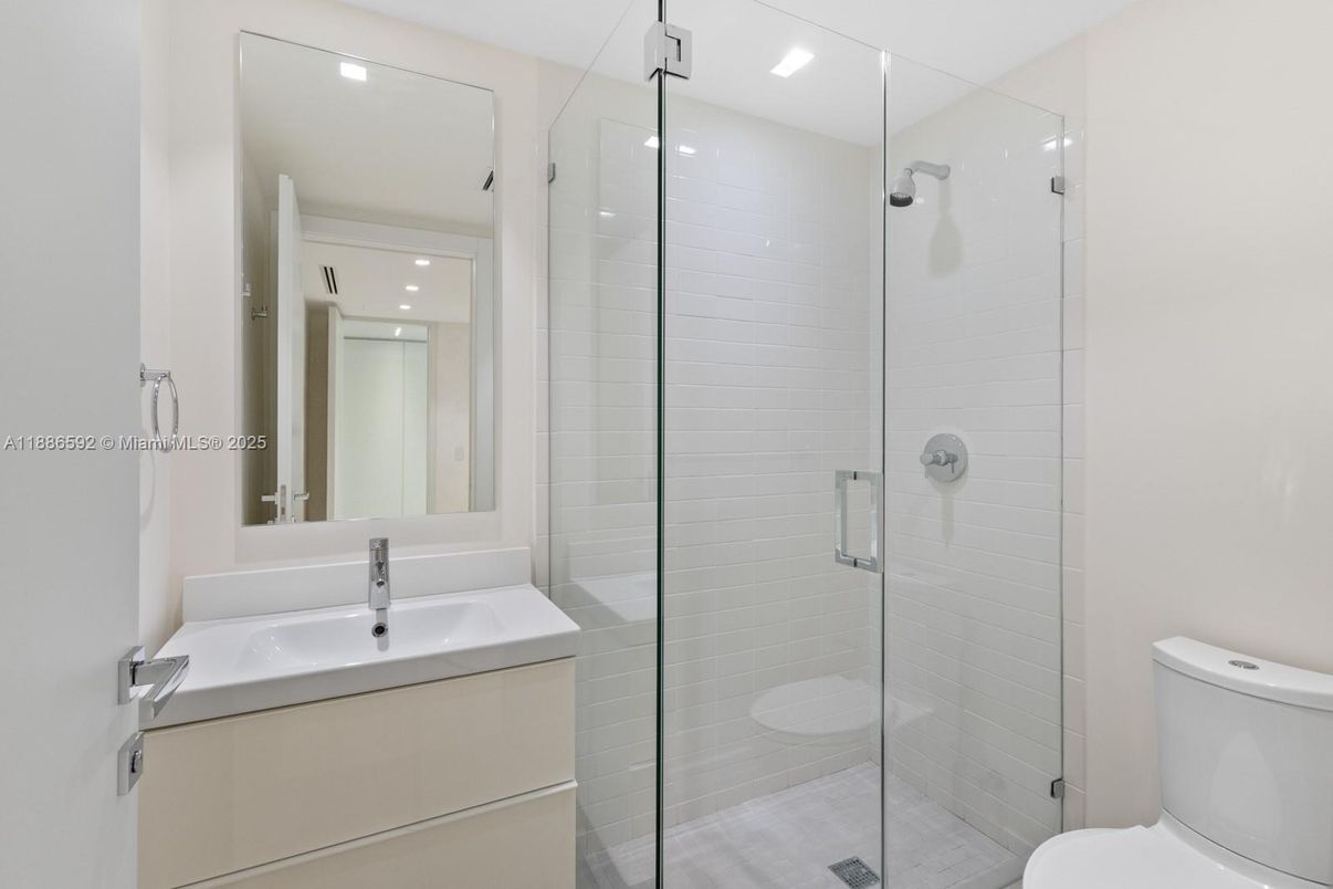 Bathroom, Glass Shower, Interior, Recessed Lighting