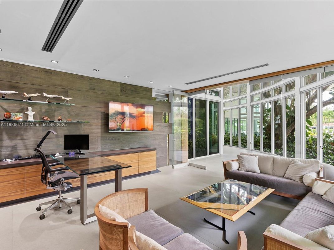 Home Office, Interior, Living room, Recessed Lighting, Wooden Walls
