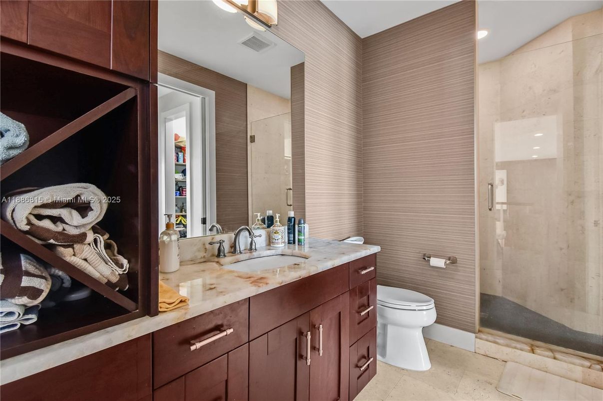 Bathroom, Glass Shower, Interior, Recessed Lighting