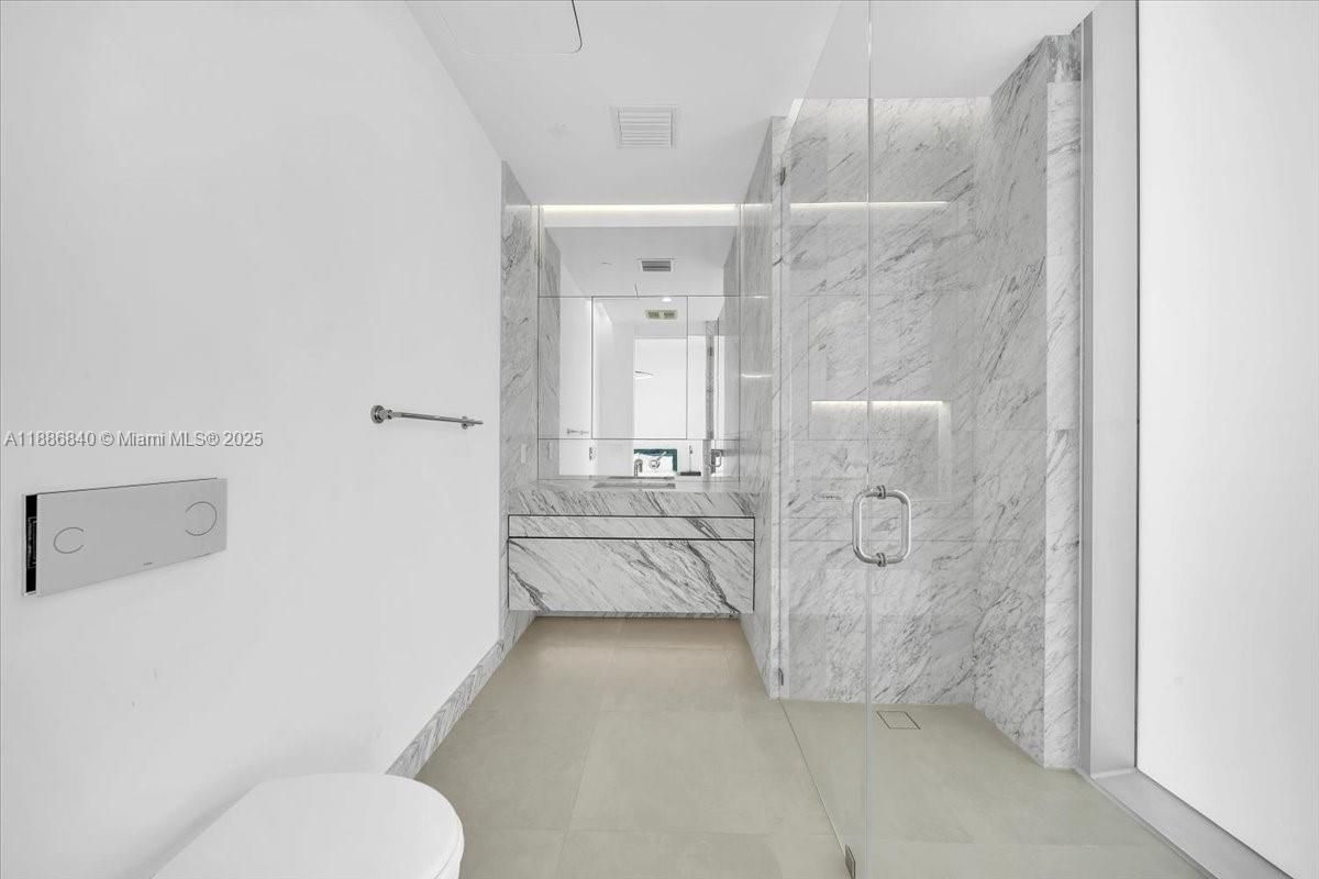 Bathroom, Glass Shower, Interior, Marble Walls