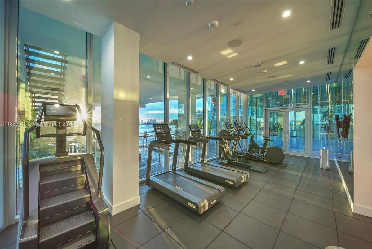 Fitness Equipment, Gym, Interior, Recessed Lighting, Water