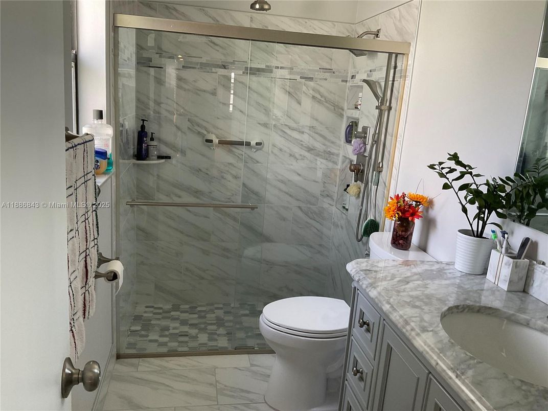 Bathroom, Glass Shower, Interior, Marble, Marble Walls