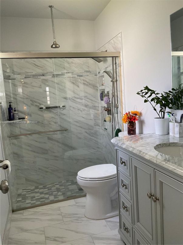 Bathroom, Glass Shower, Interior, Marble, Marble Walls