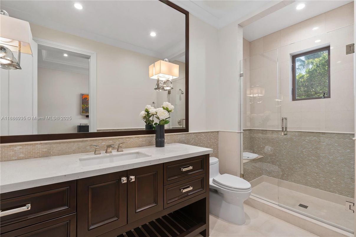 Bathroom, Glass Shower, Interior, Recessed Lighting