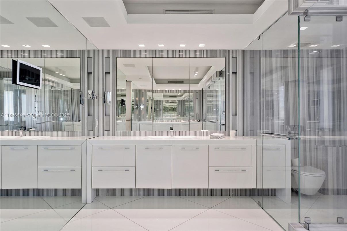 Bathroom, Glass Shower, Interior, Recessed Lighting