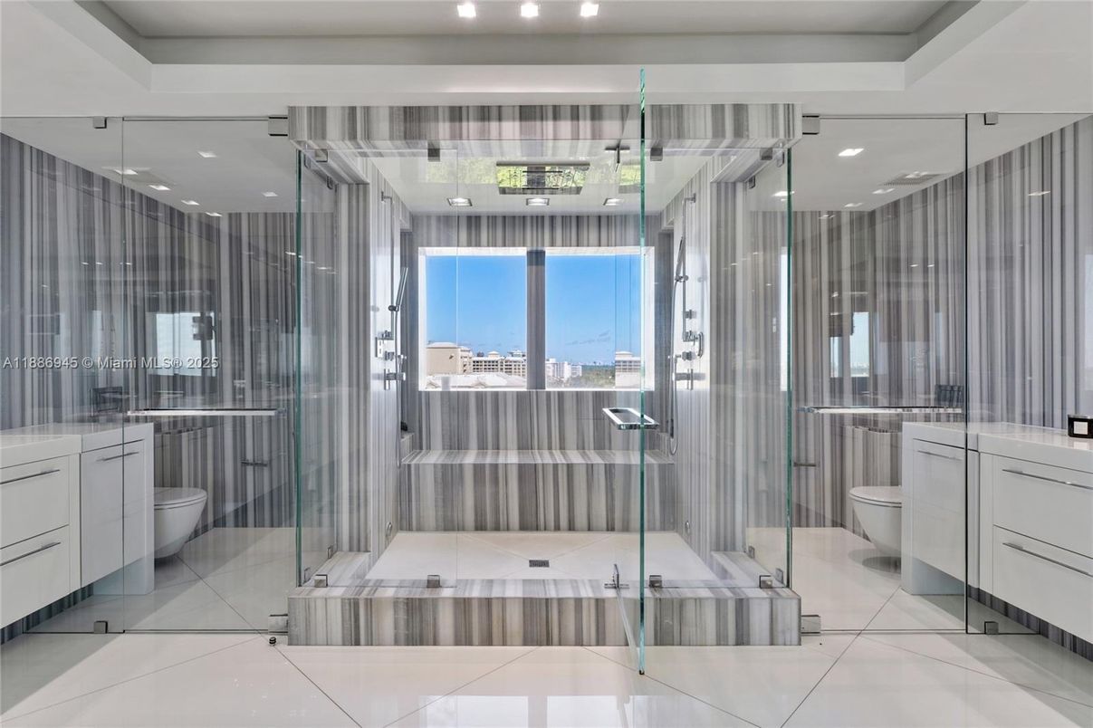 Bathroom, Glass Shower, Interior, Recessed Lighting, Water