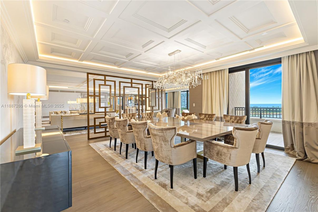 Chandelier, Dining room, Interior, Recessed Lighting, Water, Wood Texture Flooring