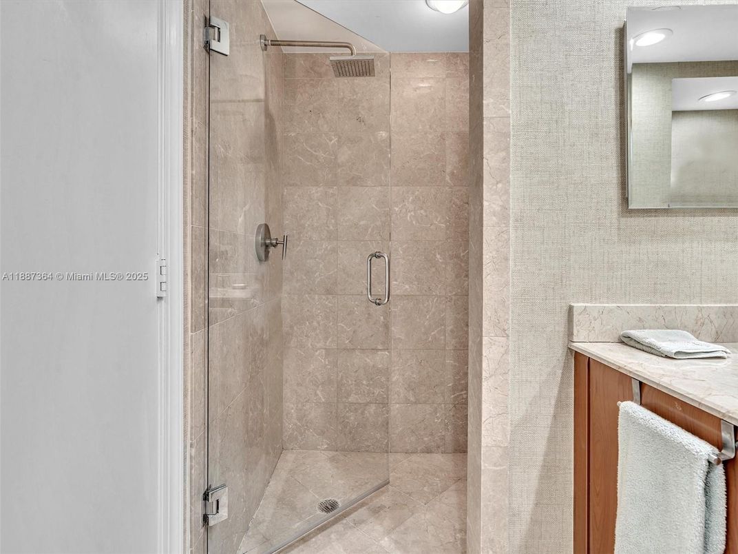 Bathroom, Glass Shower, Interior, Recessed Lighting