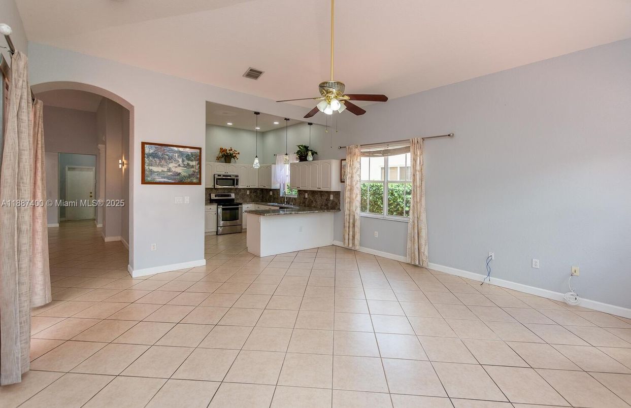 Empty room, Interior, Kitchen, Recessed Lighting, Stainless Steel Appliances