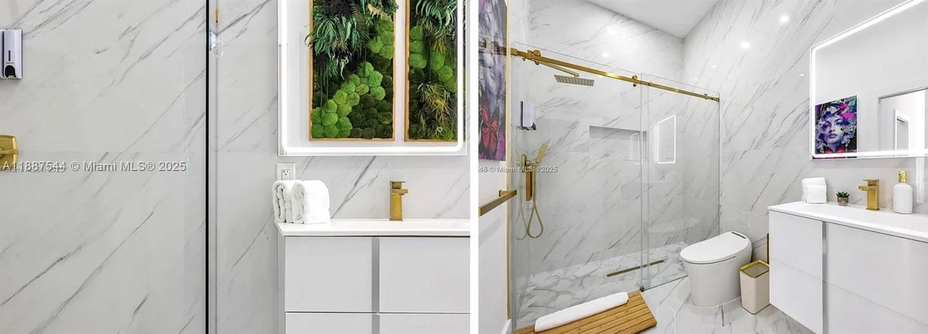 Bathroom, Glass Shower, Interior, Marble, Marble Walls