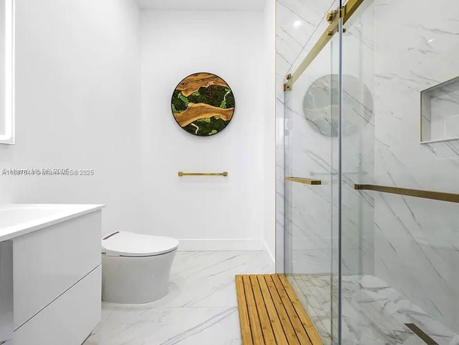 Bathroom, Glass Shower, Interior, Marble, Marble Walls