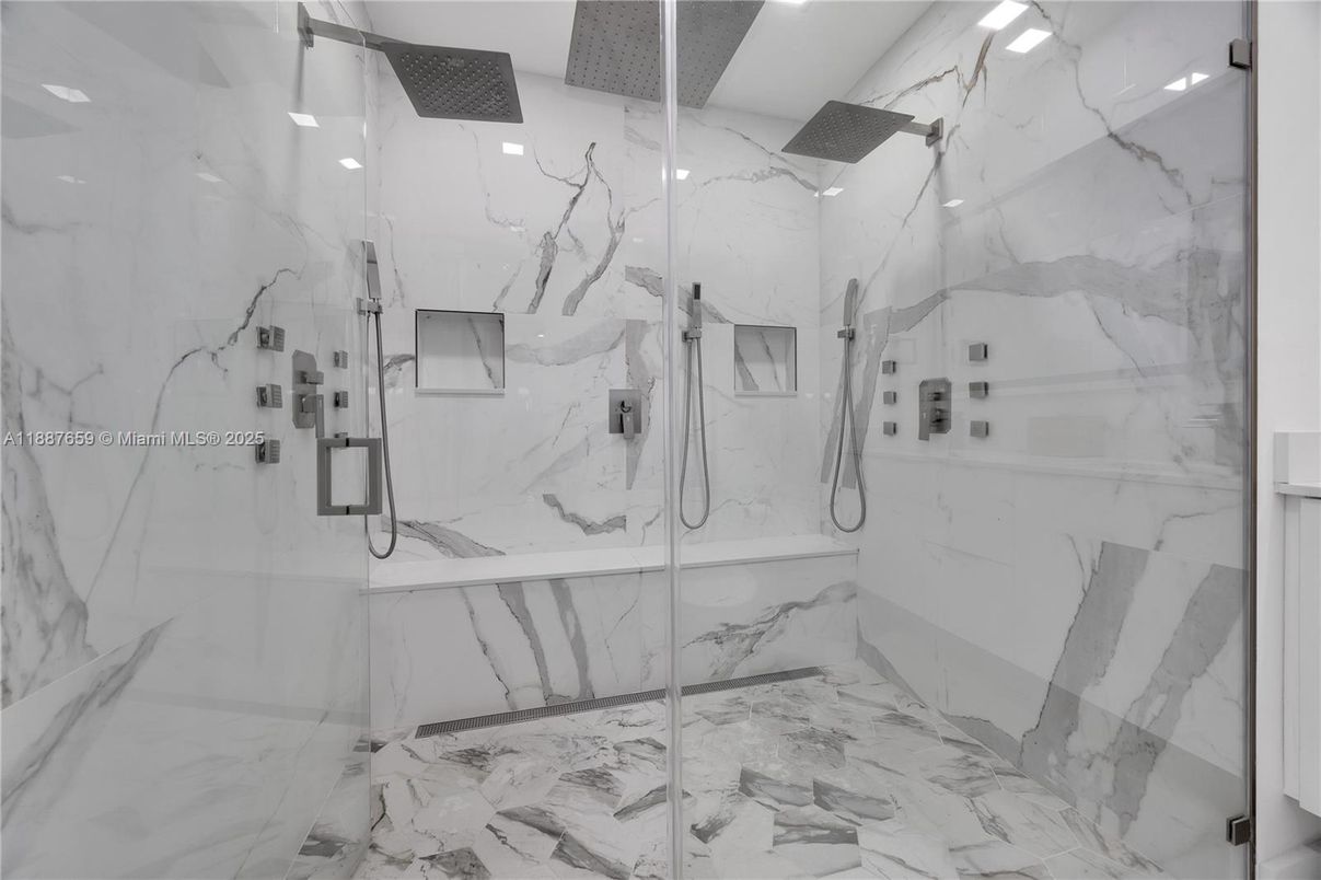 Bathroom, Glass Shower, Interior, Marble, Marble Walls