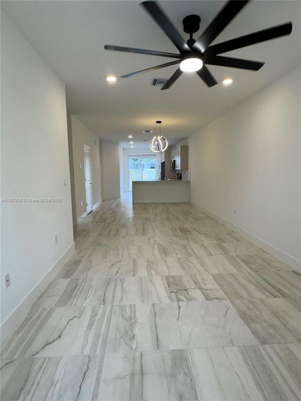 Empty room, Interior, Marble, Pendant Lights, Recessed Lighting