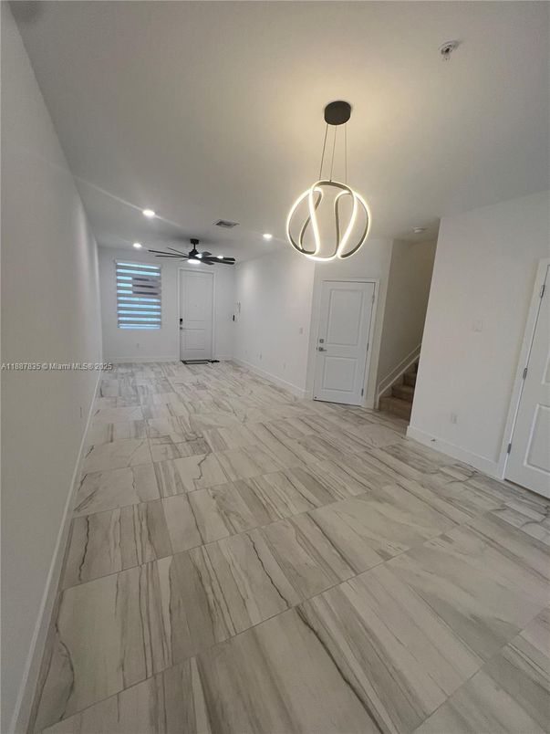 Empty room, Interior, Marble, Pendant Lights, Recessed Lighting