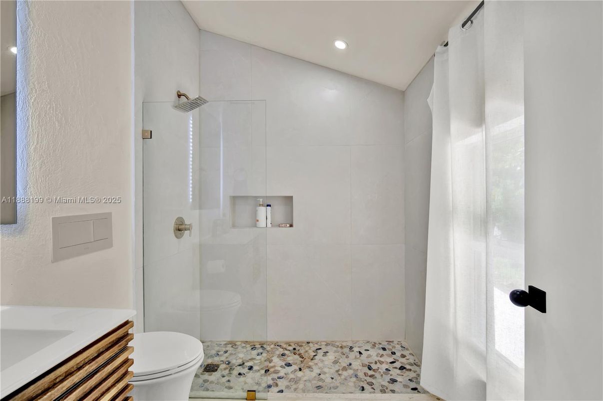 Bathroom, Glass Shower, Interior, Recessed Lighting