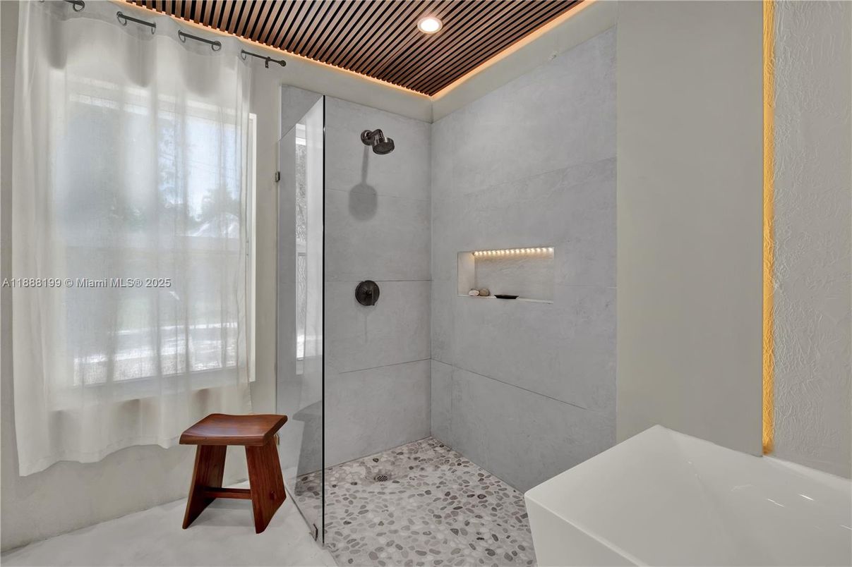 Bathroom, Glass Shower, Interior, Recessed Lighting