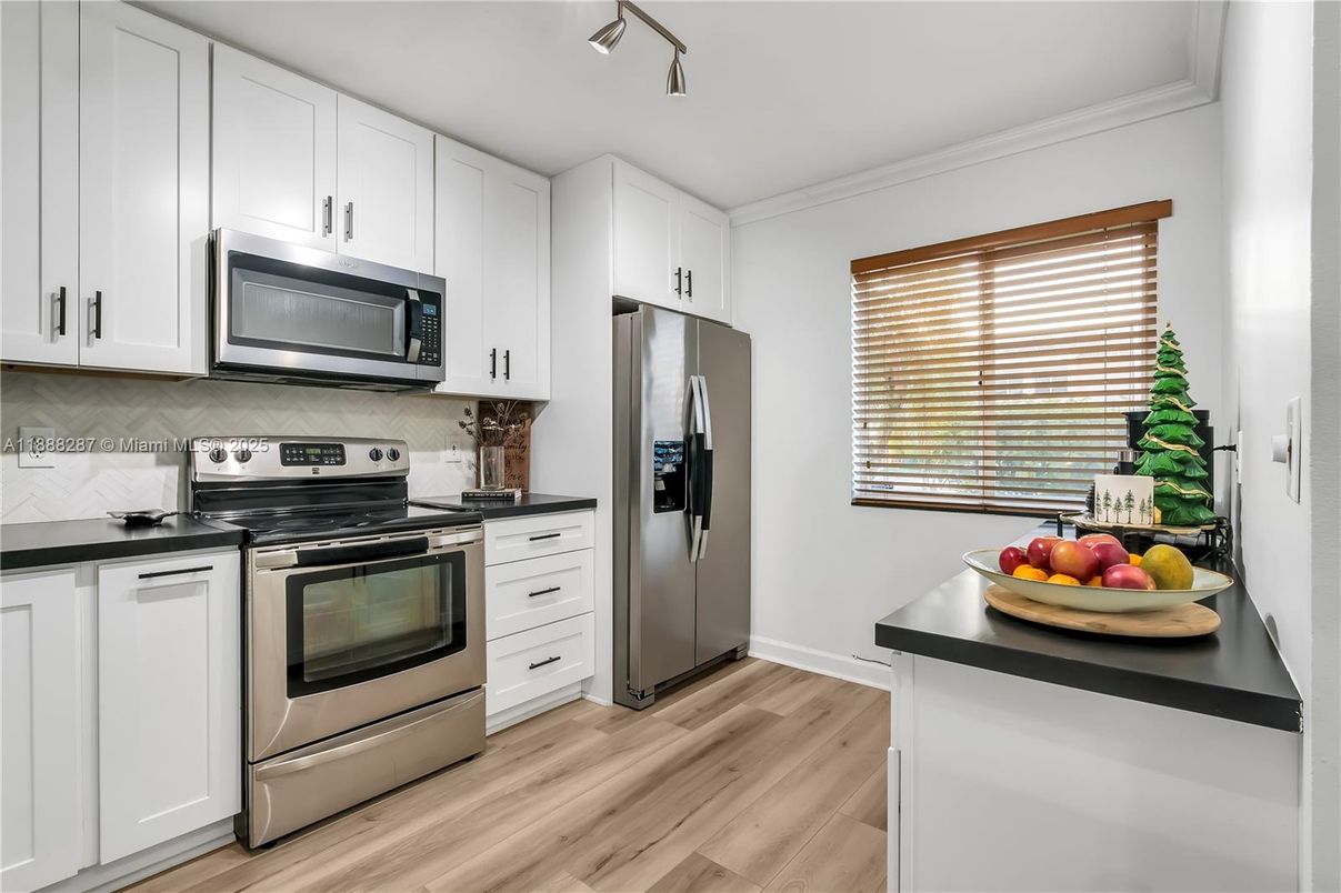 Interior, Kitchen, Stainless Steel Appliances, Wood Texture Flooring